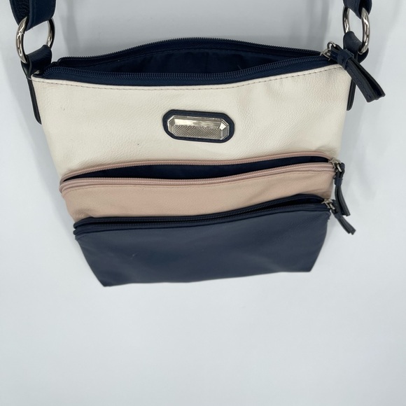 Van Heusen Colorblock Crossbody Bag Navy Blush Cream Multi Zip EUC - Picture 6 of 9